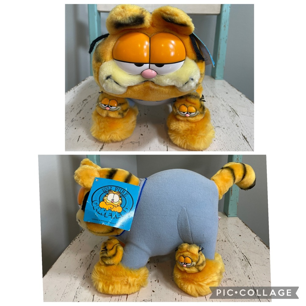 VTG 1981 Dakin Garfield My Favorite Slippers Plush Pajamas 14"NEW Stuffed Animal